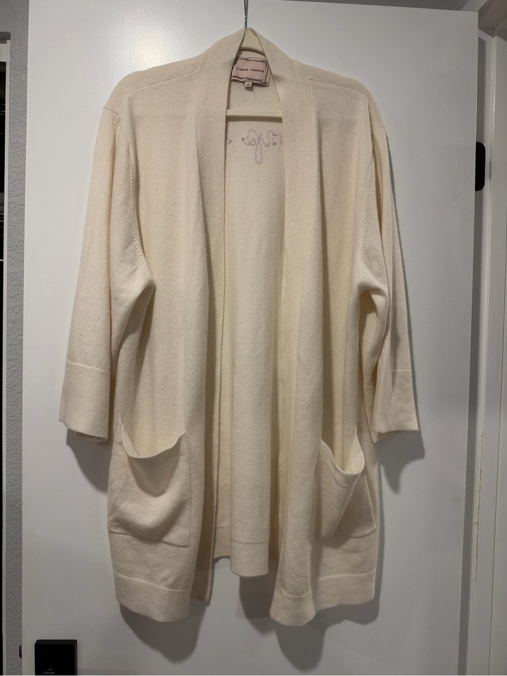 St. John Cream Open-Front Pocket Cardigan